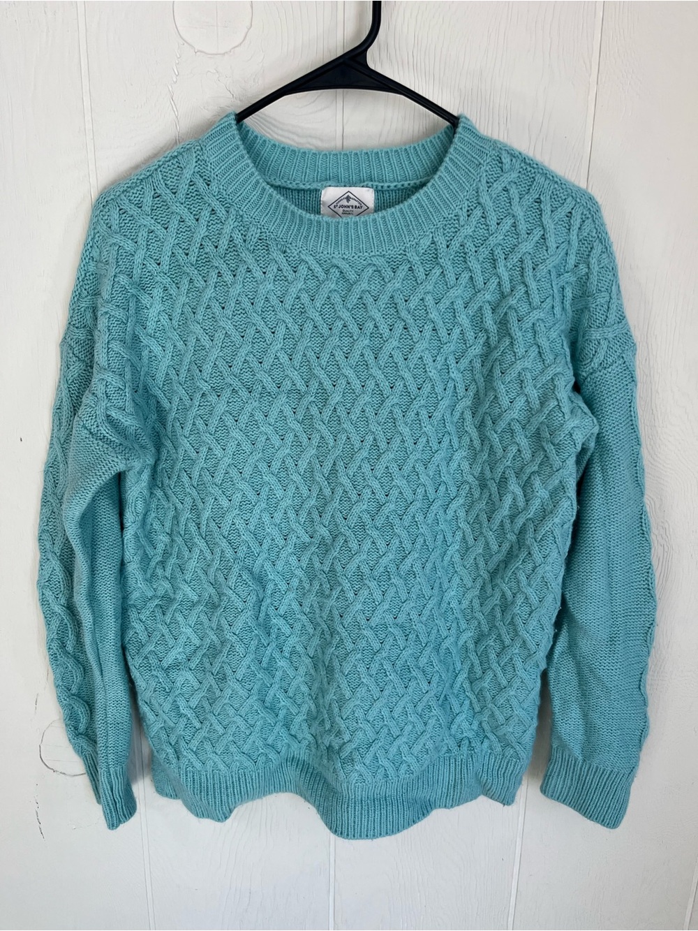 St. John's Bay Aqua Cable-Knit Crewneck Sweater